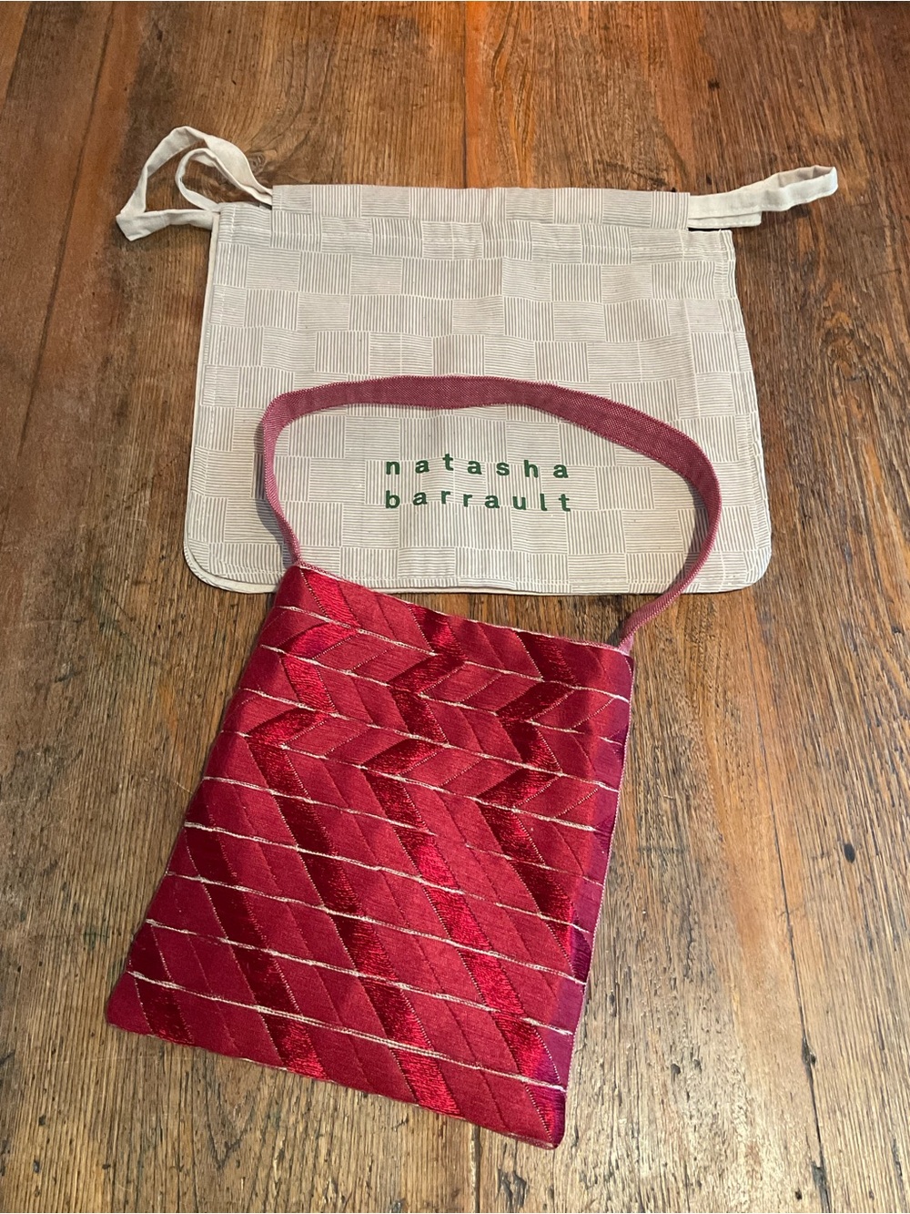 Red Fabric Designer Handbag Made in France 🇫🇷